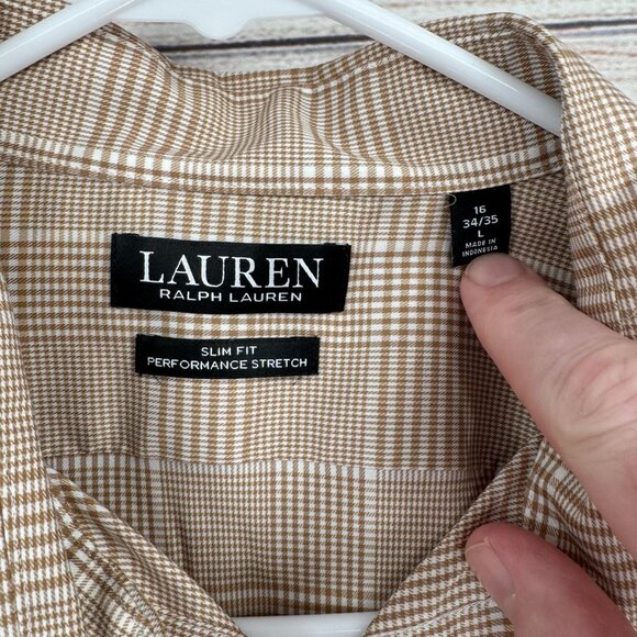 Lauren Ralph Lauren Black Label Slim Fit Performance Stretch Shirt Men's L Beige - Picture 5 of 13